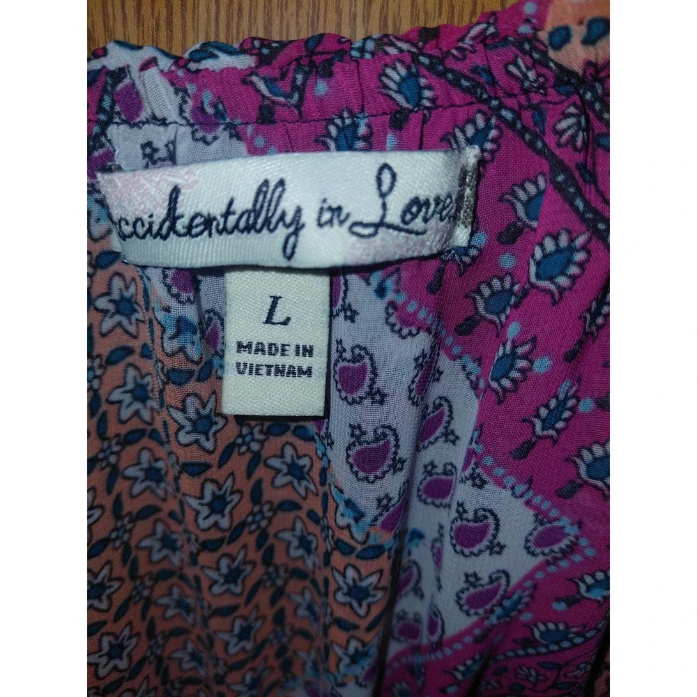 Accidentally In Love Womens Large Purple Boho Geometric High Low Maxi Dress L - Picture 2 of 3